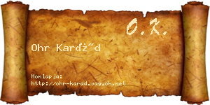 Ohr Karád névjegykártya